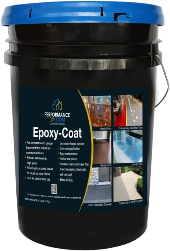 Epoxy Floor Kit – Good Full Kit – White Base with Blue Gray Blend Flake – Covers 500 sq. ft. at 9.7 mils Thickness – Ideal for Garage, Basement, Concrete Floors, and More