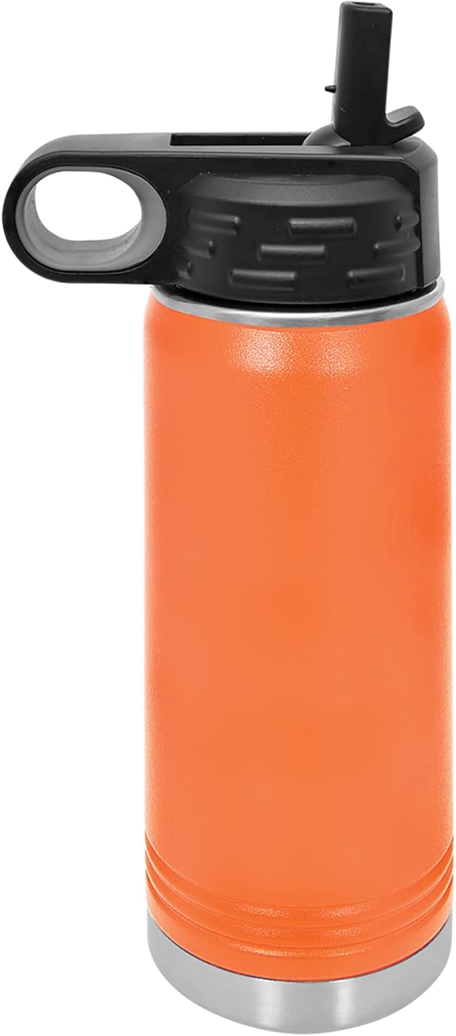 Polar Camel 20 oz Stainless Steel Water Bottle with Flip Top Lid and Straw (White)