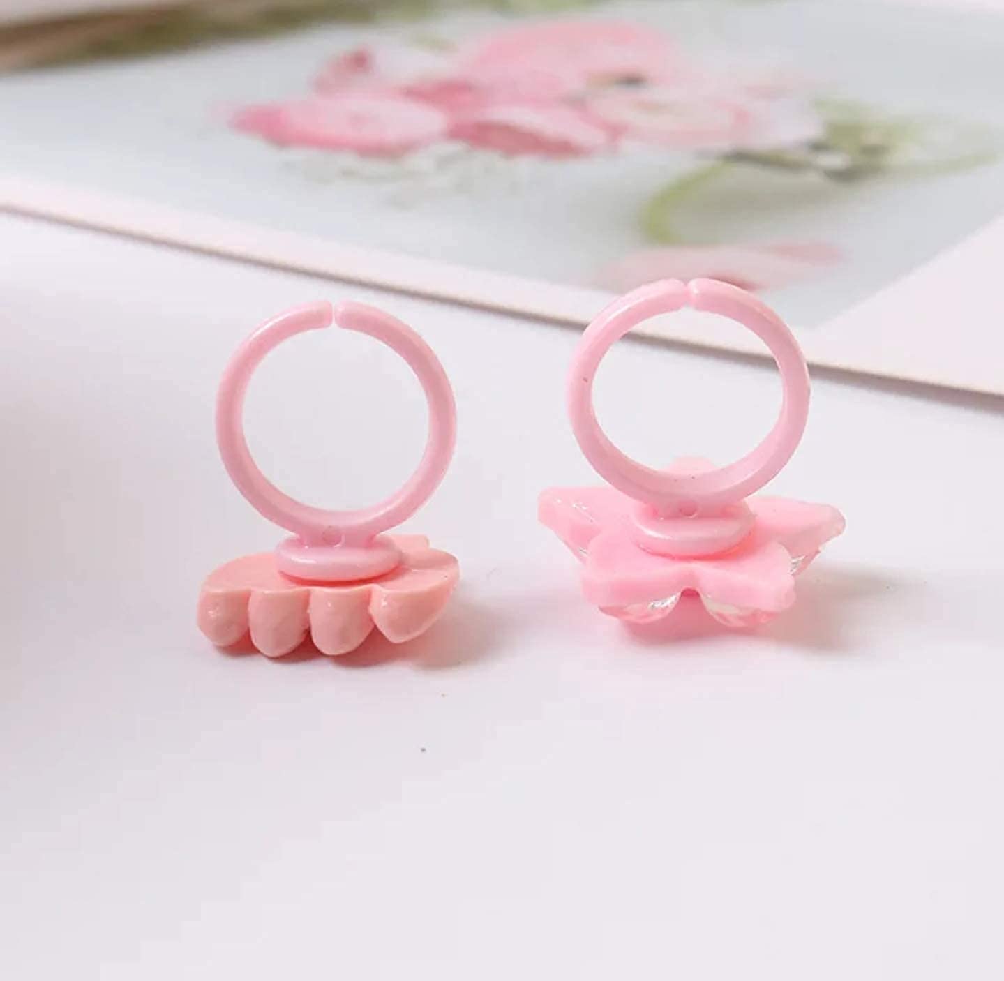 kiyan Girls Kids Cartoon Pretend Play Toy Fancy Finger Rings For Birthday Gifting Comes In Pink Heart Shape Gift Box .Suitable For Age 2 - 10 Yrs. 2