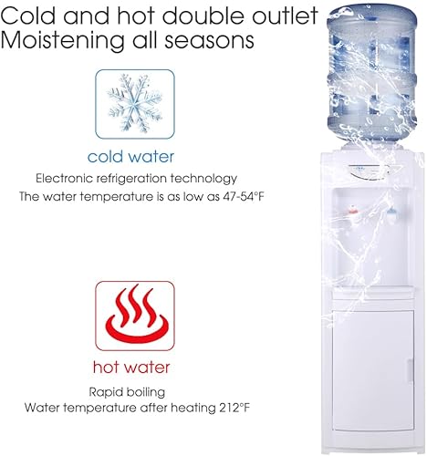 Miniatura 3 de Dispensador de enfriador de agua de 5 galones, enfriador de agua de carga superior, 2 temperaturas con boquillas calientes y frías, cerradura de