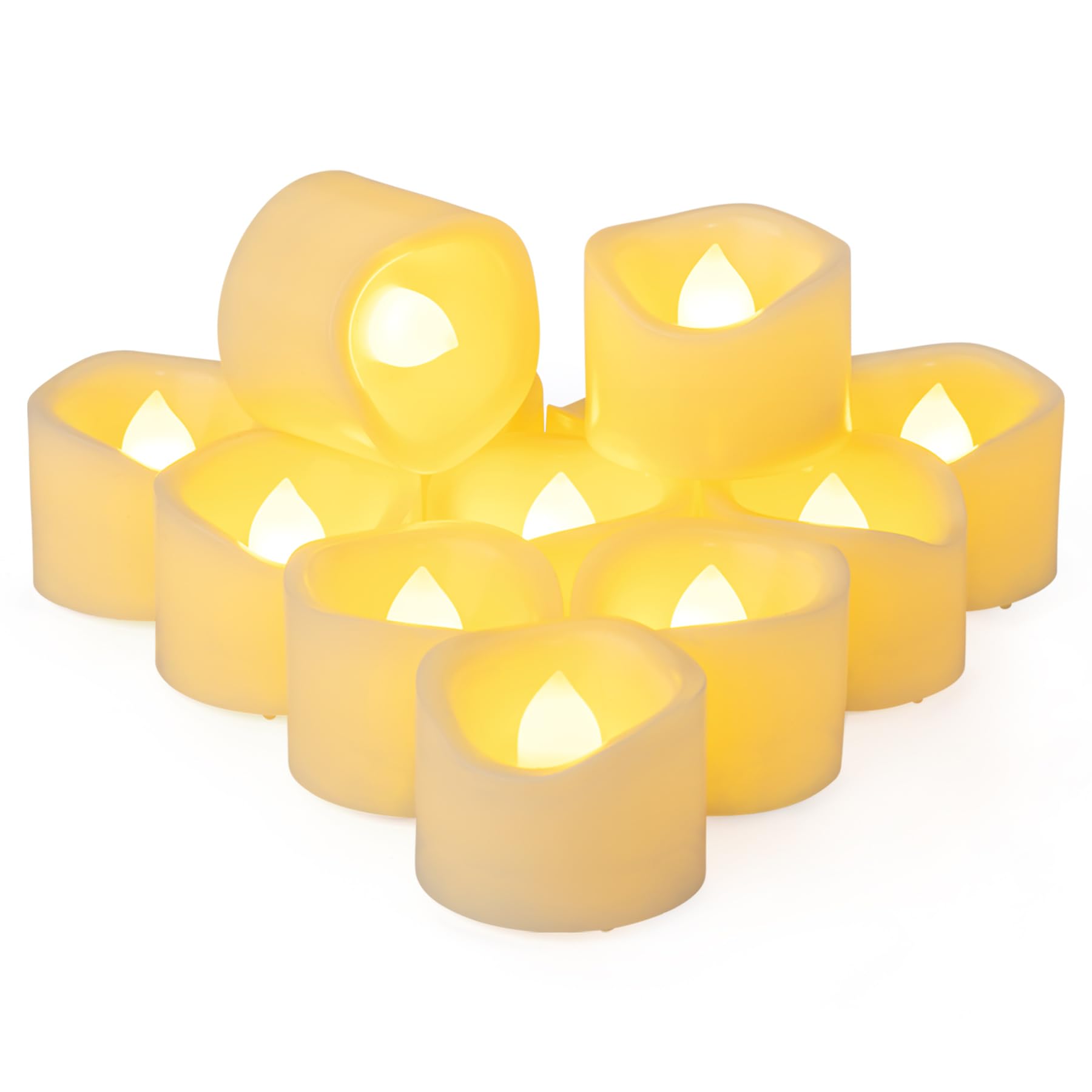 Yakpo 12 Pcs (3Cm Height, 200+ Hours) 12 Pack 3.8Cm X 3Cm Tall Flameless Tea Lights Candles Battery Operated, Flickering Led Tealight Votive Electric Flicker Candle Light Fake Candle Bulk For Halloween Wedding Christmas Decorations