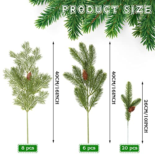 Dingion 34 Pcs Christmas Artificial Pine Needles Branches With Cones 16 Inch 10 Inch Greenery Pine Picks Fake Twig Garland Green Dingion-020627D03 Dingion-020627D03 #TOP1