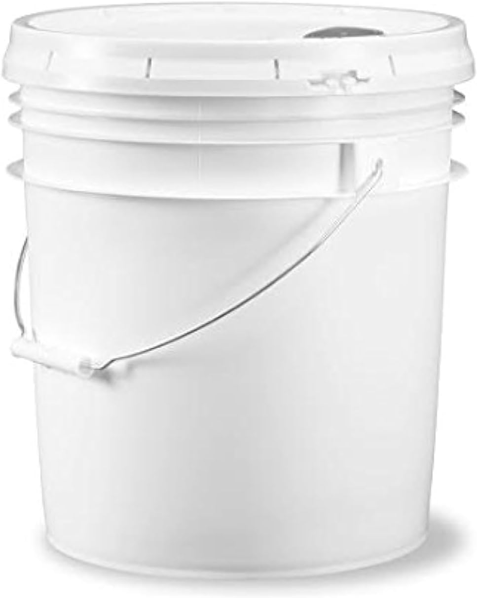 Ropak USA 5 gallon Food Grade White Plastic Bucket with Handle & Pour Spout Lid