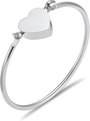 Oinsi Heart Urn Bracelet for Ashes, Cremation Jewelry Leather Bracelets for Men Women, Memorial Jewelry With Filling Kits