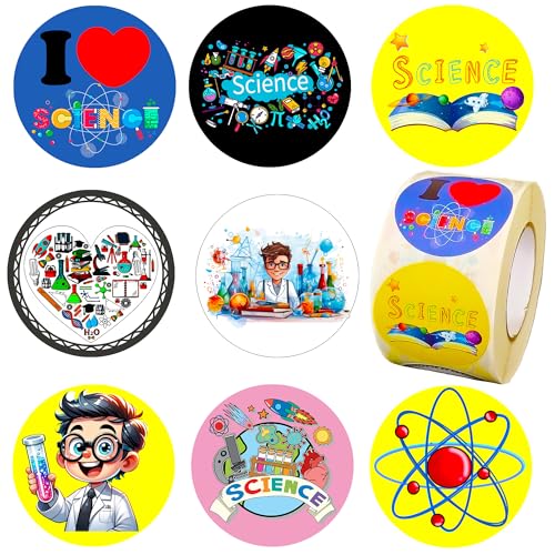 Yunahoo 500PCS I Love Science Stickers Motivate Chemistry Party Favors Supplies Decorations Carnival Events Prize Label Sticker