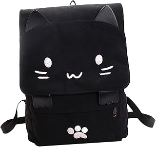 PACKOVE Mochila Toda Preta Mochila Japonesa Mochila Para Meninas 1 Peça Mochila Legal Mochila Fofa Para Estudantes Bolsa De Ombro Padrão De Gato Mochila De Grande Capacidade Mochila