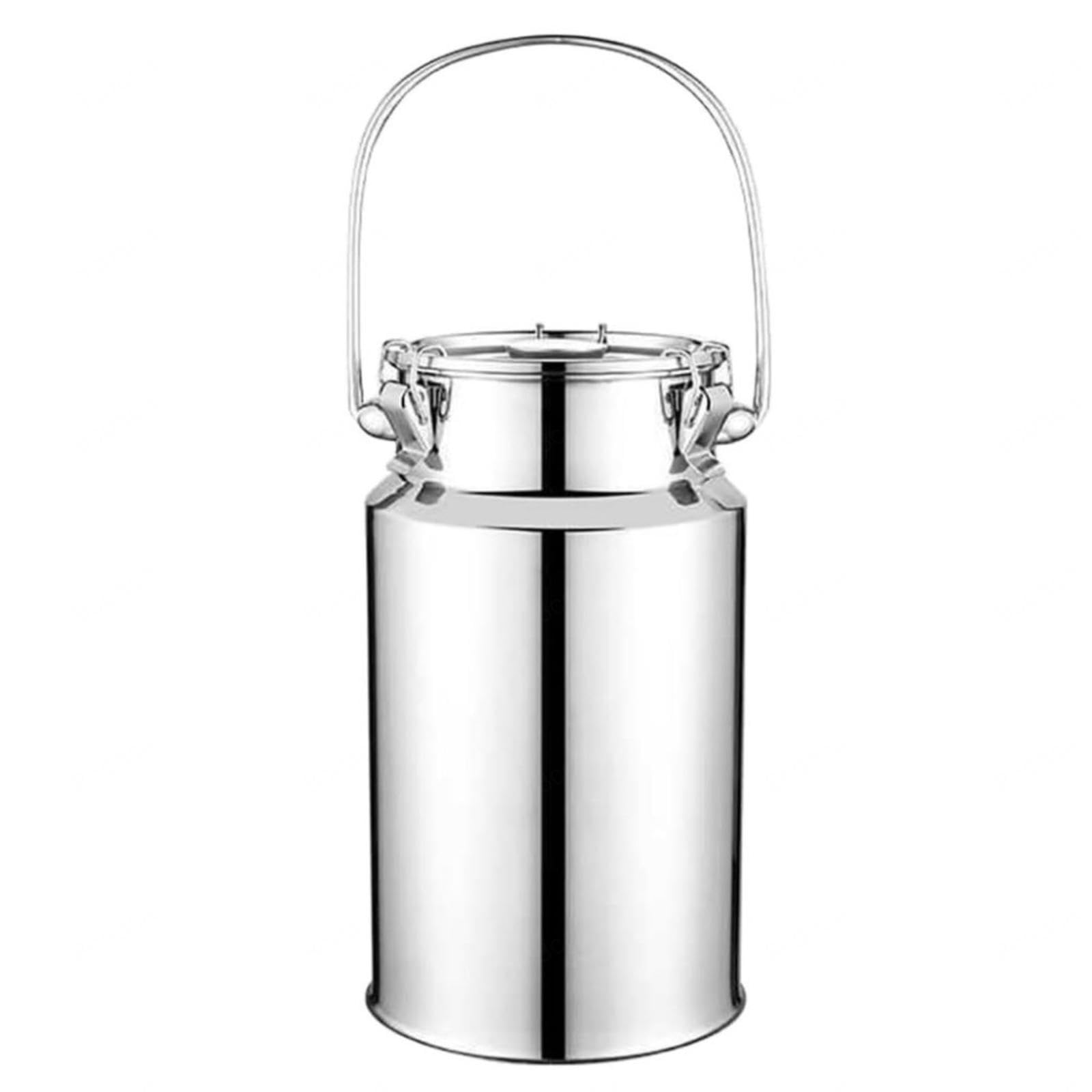 aliooila stainless steel seal milk transport can 3/5/10/15 milk jugs small with lids Seal Storage Can Pot Bucket Canister With Silicone Seal Lid Transport Jug,A-5L