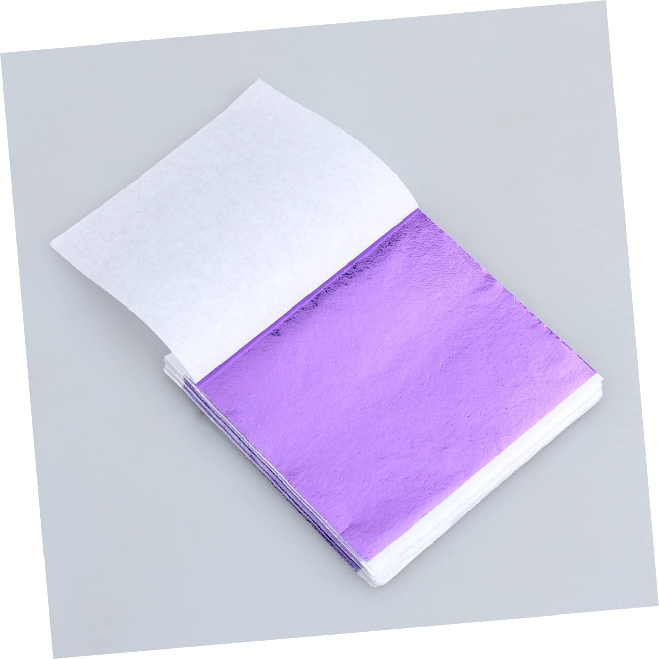 SHINEOFI 100pcs Gold Foil Leaf Sheets Pack Gilding Flakes for Crafts Shiny Purple Art Foil Paper Imitation Leaf Sheets for Decorations