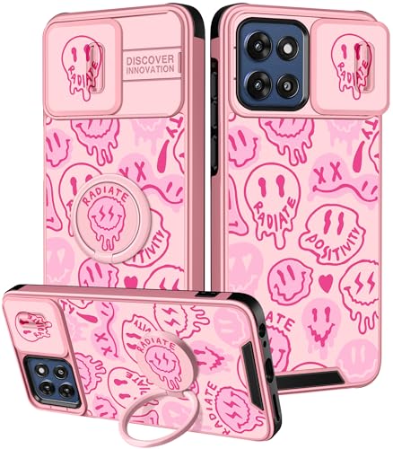Goocrux for Moto G Stylus 5G 2025/2026 Case - Women Girls Cute Phone Cover Girly Design Slide Camera Cover with Ring Stand Holder Cases for Motorola G Stylus 5G 2025/2026