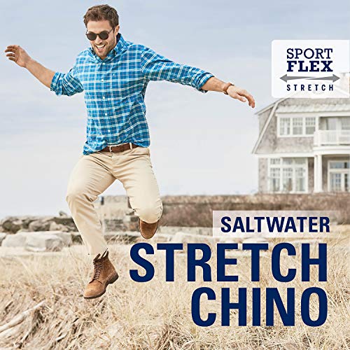 IZOD Men's SALTWATER FF CHINO PANT Pants, -cinder block, 34W X 32L4