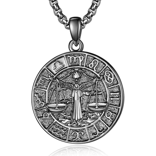 Pendentif signe du zodiaque Balance noir pour homme | Collier constellation unique