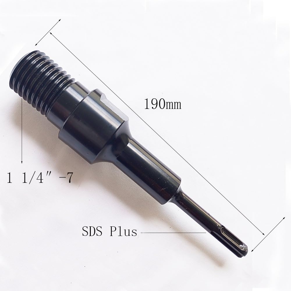 Adapter gwintu do koronek diamentowych wiertła rdzeniowego męski 1 1/4"-7 (żeński: 1/2" BSP) do SDS Plus długość gwintu 190 mm konwerter przyłączeniowy