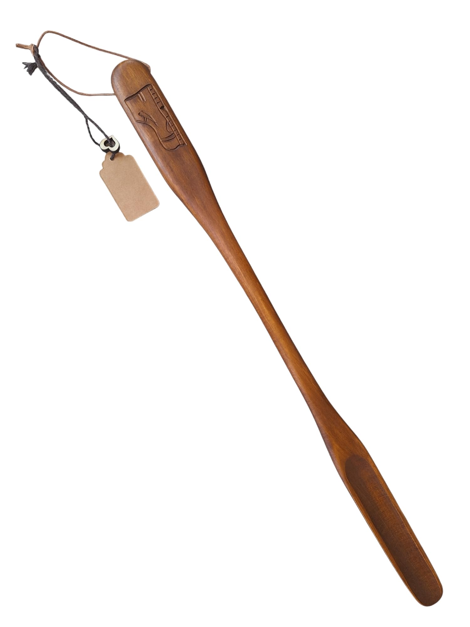 70 cm XXL łyżka do butów, kolor ciemny, bejcowany, buty trekkingowe, buty turystyczne, ergonomicznie ukształtowane, ręcznie rzeźbione, naturalne rzeźbienie w drewnie, Niemcy od 1835 r., tradycja rodzinna, CleanPrince, unikat, rzemiosło artystyczne, pomysł