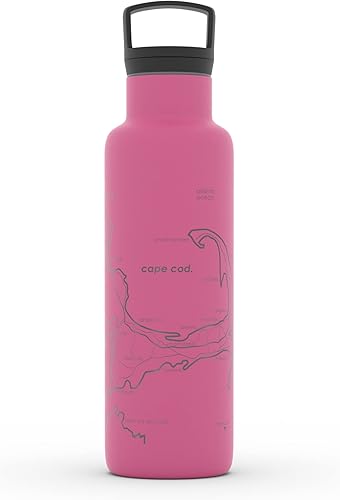 Miniatura 153 de Well Told Botella de agua aislada con mapa de Washington DC grabado, botella de acero inoxidable grabada (21 onzas, blanco) botella aislada de mapa