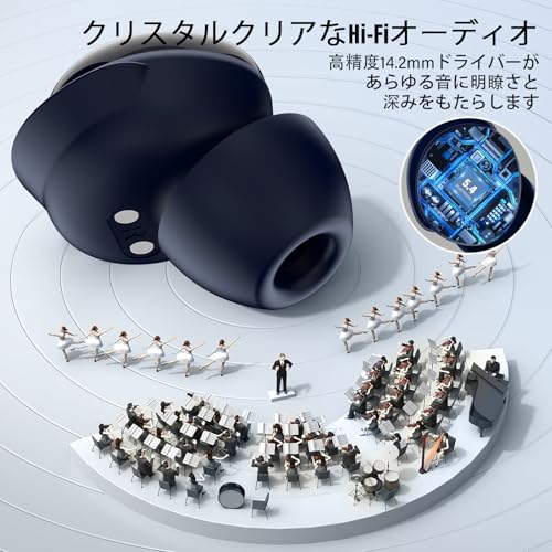 イヤホン bluetooth ワイヤレスイヤホン【2025年最新多機能タッチスクリーン搭載5つのEQモード】AIスマート ぶるーとゅーす コードレス ENCノイズキャンセリング 睡眠用ヘッドフォン IPX7防水 最大48時間再生 Type-C 急速充電 HI-FI音質 低遅延 自動ペアリング 小型/軽量 iPhone/Android適用 WEB会議/運動/テレワーク/通学/通勤/スポーツ/音楽用