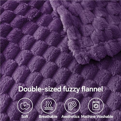 Image of BEDELITE Purple Throw Blanket for Couch, Soft Cozy Gifts for Women, 50 * 60 | 3D Jacquard Decorative Fleece Blanket, Super Soft Plush Throws, Cute Birthday Gift for Women & Men, Suitable for All Seasons