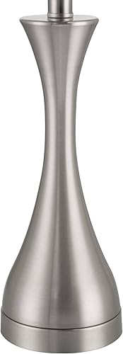 Miniatura 5 de 360 Lighting Koncave - Juego de 2 lámparas de mesa modernas de 24 12 pulgadas de alto, acabado de níquel cepillado, tela de metal, pantalla blanca,