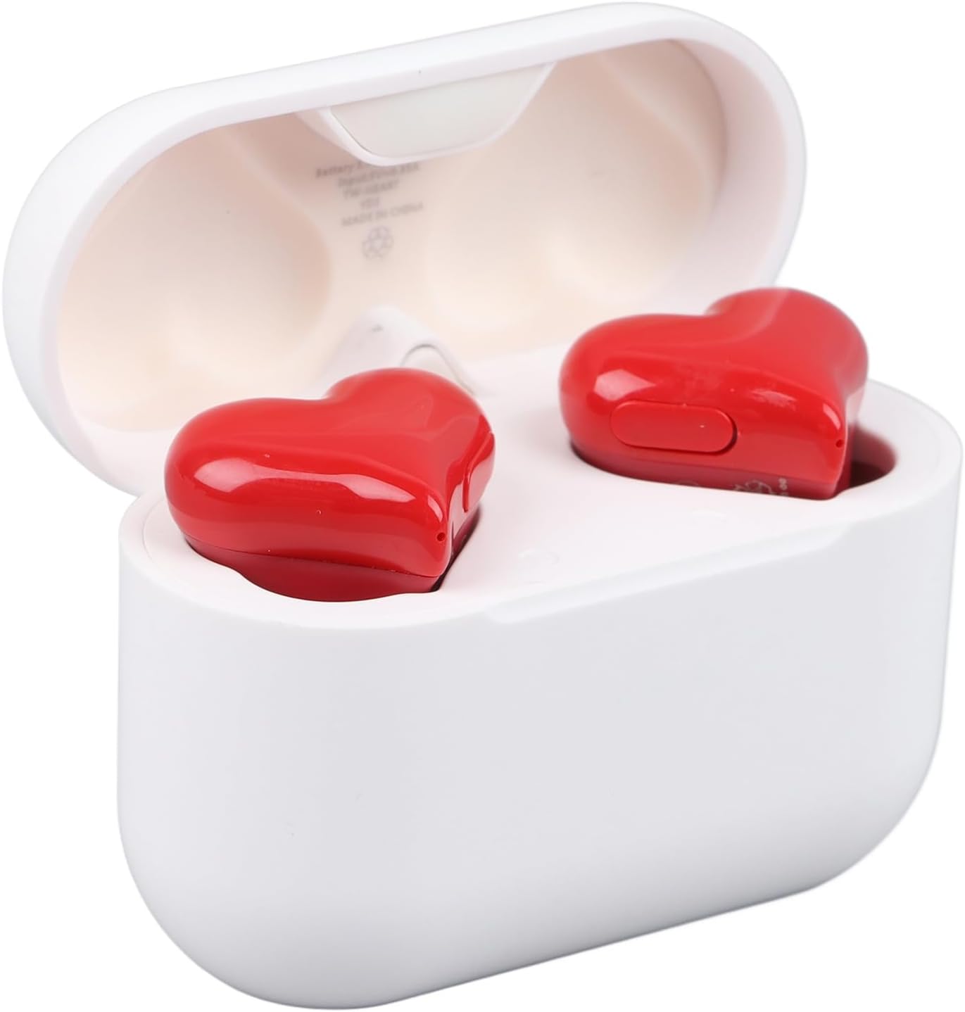 Wireless Earbuds, Heart Shape Bluetooth Headphones In Ear with 3 Pairs Ear , HIFI Surging Bass, 28H Playtime, Fashionable Stereo Wireless Bluetooth Earbuds Earphones, Red