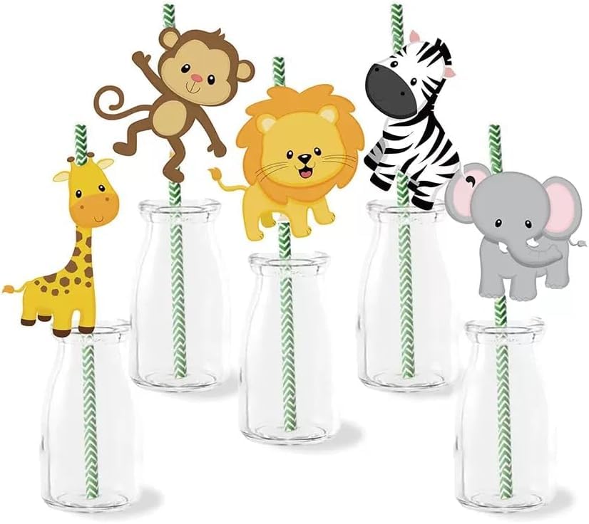 Pitillos de papel con animales de la selva, 36 piezas miniatura 1