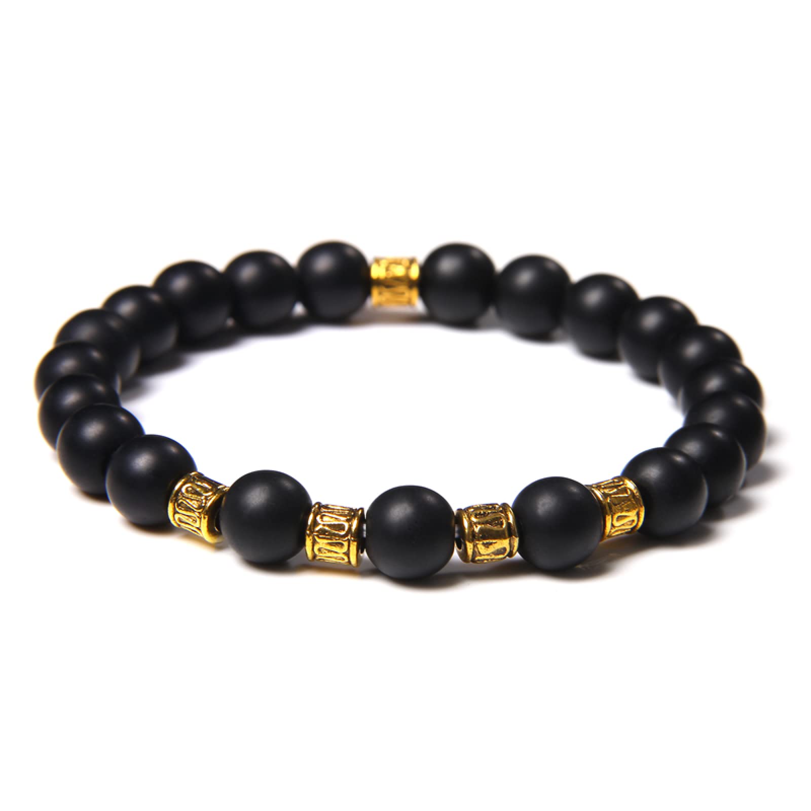 Onyx mat 19cm en bracelet de perles ajustables pour tous