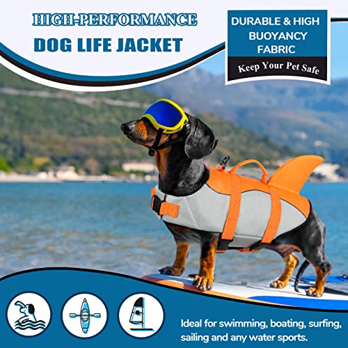 Aofitee Dog Life Jacket, Ripstop Dog Life Vest For Swimming, Shark Dog Safety Vest, Reflective Dog Lifesaver With Superior Buoyancy And Rescue Handle, Dog Float Coat For Small Medium Large Dogs #TOP1