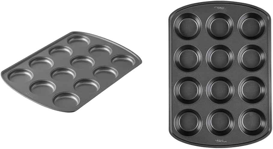 Wilton Muffin Top Pan Perfect Results Premium Non-Stick Bakeware, 12-Cup, Steel & Perfect Results Premium Non-Stick Bakeware Muffin Pan & Cupcake Pan, 12-Cup, Steel