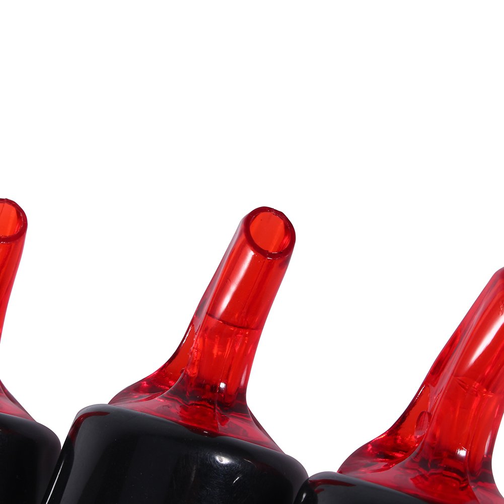 Vertedor de Botellas, 30ml Vertedor de Licor Medido, Rojo Vertedor de Botellas de Plástico, Dispensador Beber Espíritu Vino Vertedor de Cóctel Bar Herramienta(12 unidades)