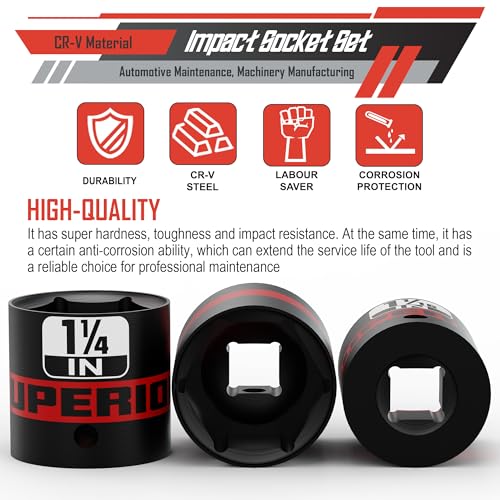 Image of 14 Piece 1 /2 inch Drive Impact Socket Set, 3 /8 inch - 1-1 /4 inch Shallow Socket, SAE, 6 Point, CR-V, Automotive Maintenance, Machinery Manufacturing