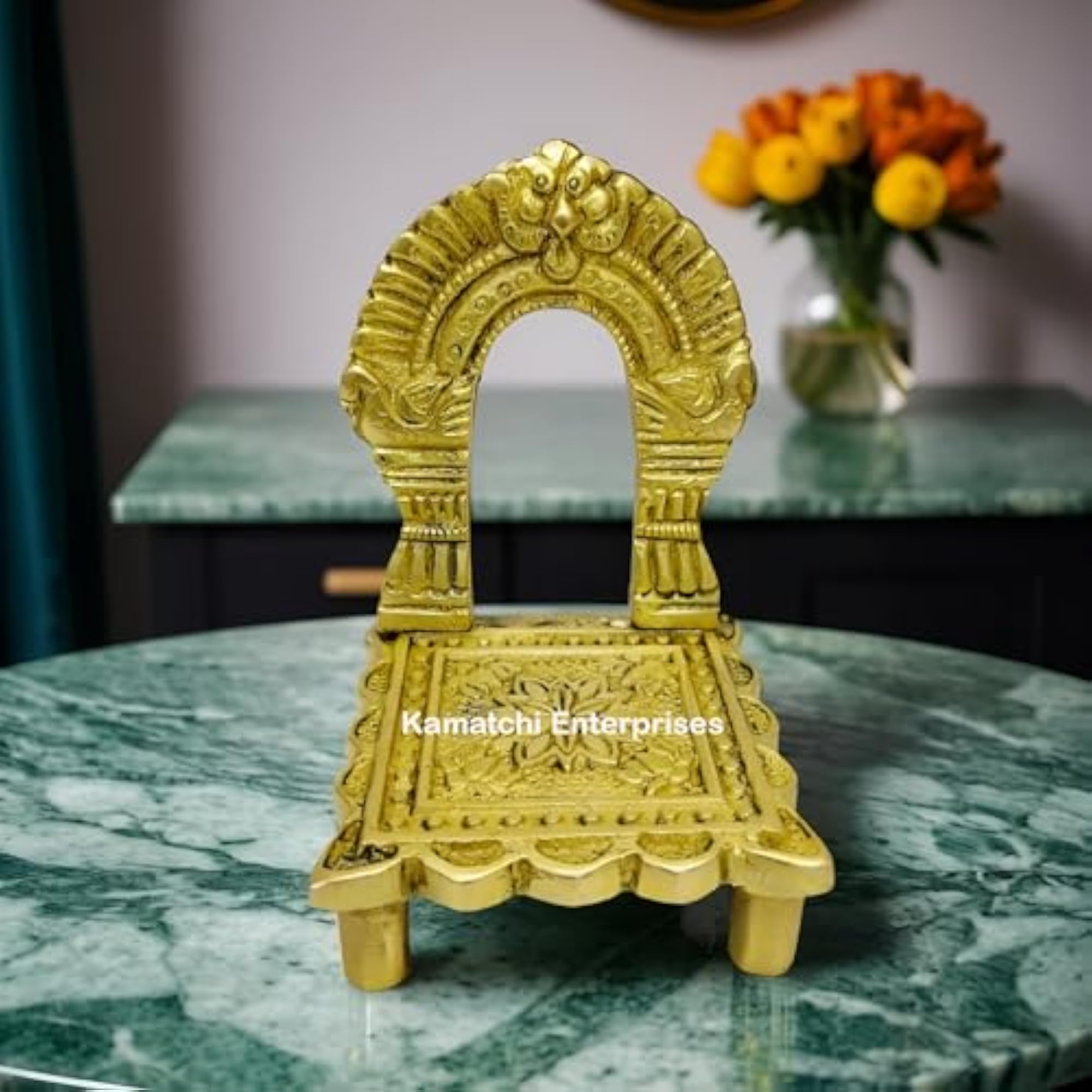 Brass Chowki with Prabhavali for Home Temple
