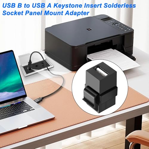 Coupleur USB 2.0 Type B vers type A Keystone pour plaque murale et bureau