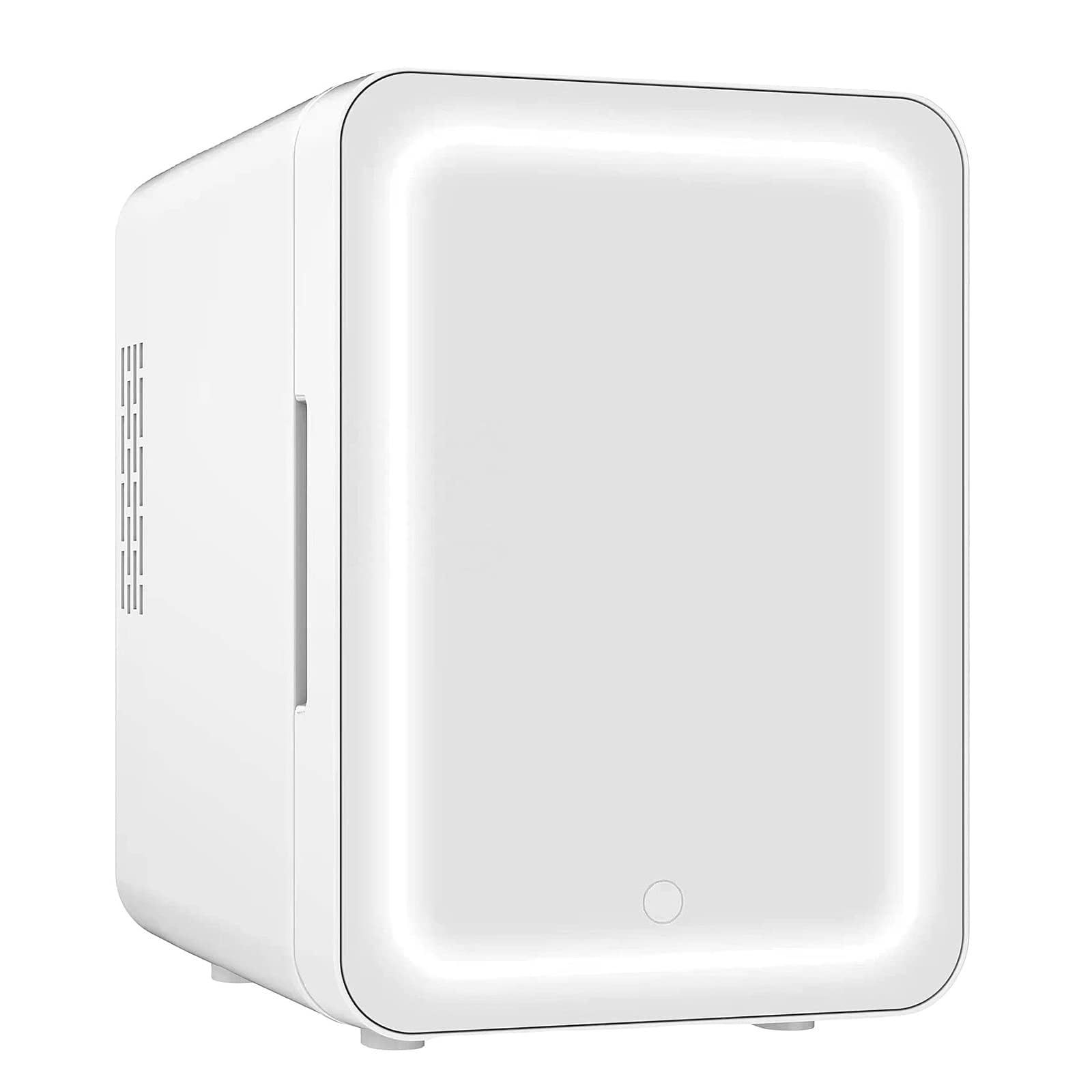 VNIMTI Mini Nevera Cosmeticos 4L, Frigorífico Mini Portátil, Pequeño Nevera con Espejo, 12V/220V, Enfriar y Calentar, Nevera Skincare para Dormitorios, Coche, Oficinas (4L-Blanco)