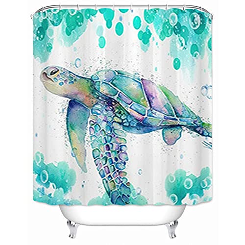 Niidder Shower Curtain, Fabric Shower Curtain Liner Green Turtle Shower Stall Curtain With 12 Hooks For Home Hotel Shower Curtains For Bathroom Waterproof Bathroom Shower Curtain (72" X 72") #TOP2