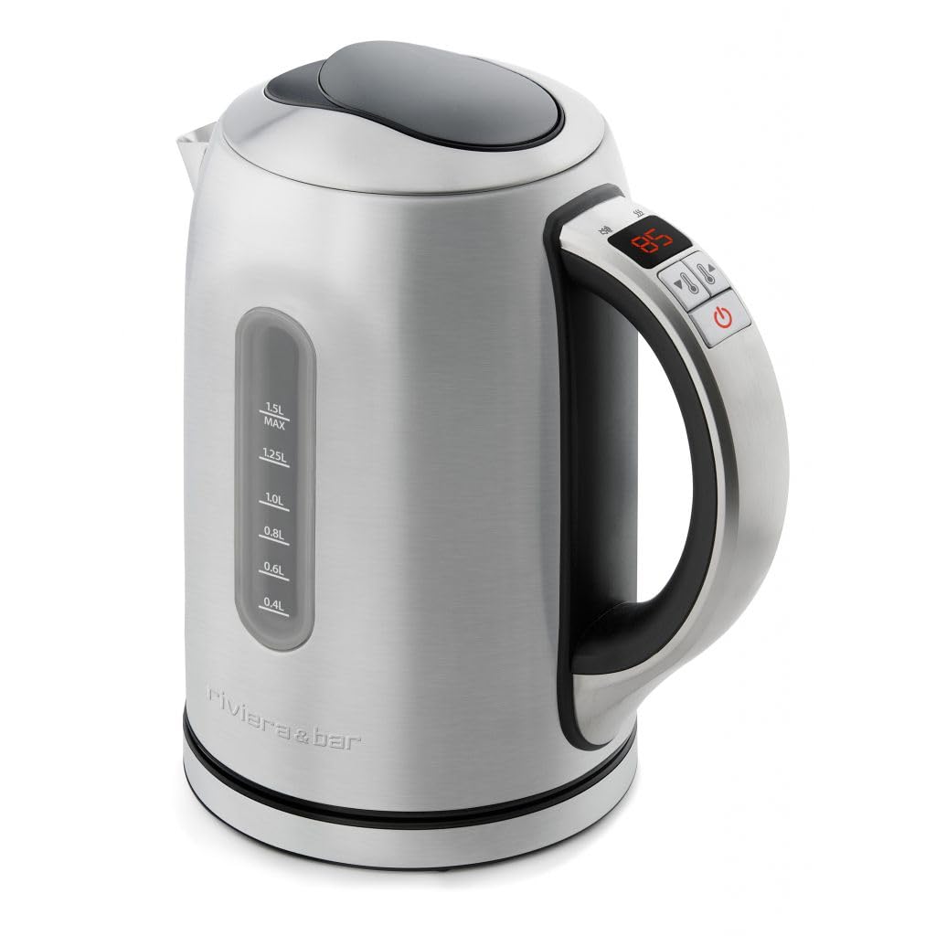 Bouilloire Inox 1,5L 2200W Température Réglable 50-100°C Écran LCD Maintien au Chaud Sécurité Surchauffe