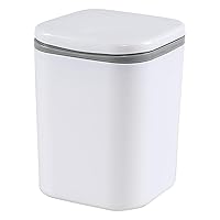 Vista 7 de Morcte Paquete de 1 bote de basura pequeño de 0.5 galones, mini bote de basura de escritorio con tapa de botón, color blanco