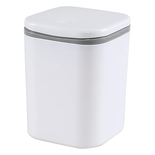 Miniatura 7 de Morcte Paquete de 1 bote de basura pequeño de 0.5 galones, mini bote de basura de escritorio con tapa de botón, color blanco