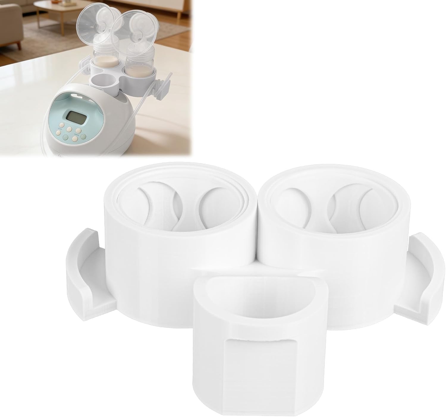 Breast Pump Holder with Hose Organizer, Compatible with S1, S2 Pump Models, Space-Saving Storage Solution for Pump Parts and Accessories (New Model (Square Hole))