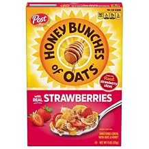 Post Honey Bunches of Oats with Strawberries Breakfast Cereal, Honey Oats and Strawberry Cereal, 11 OZ Box