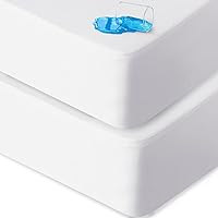 Vista 7 de Biloban Sábanas ajustables para cuna, impermeables, de 38 x 24 pulgadas, paquete de 2 fundas protectoras de colchón para Dream on Me/Newton, sábana