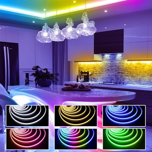 Image of dalattin Smart RGB COB LED IC Strip Lights, 576 LEDs /m Addressable High Density Flexible with Remote & App Control, 16.4ft LED Lights for Living Room, Bedroom, Kitchen Lighting