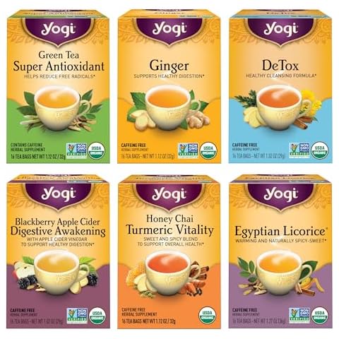 Yogi Tea Digestion & Detox Variety Pack - 16 Tea Bags per Pack (6 Packs) - Detox Cleanse Tea & Digestive Tea - Includes Ginger Tea, Detox Tea, Green Tea Super Antioxidant Tea & More Cover