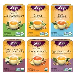 Yogi Tea Digestion & Detox Variety Pack – 16 Tea Bags per Pack (6 Packs) – Detox Cleanse Tea & Digestive Tea – Includes Ginger Tea, Detox Tea, Green Tea Super Antioxidant Tea & More