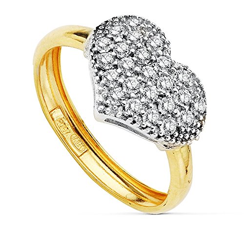 Bague cœur femme or bicolore 18 carats avec zirconium véritable