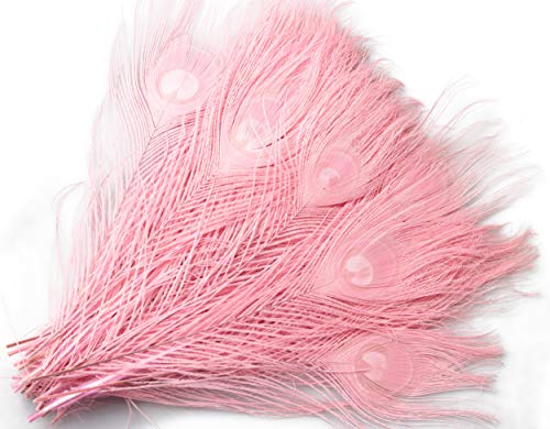10-12 Inches Peacock Feathers, Dyeing Peacock Feather For Decorate Clothing, Hair, Cakes, Festive Weddings, Pack Of 30 (Pink) #TOP2