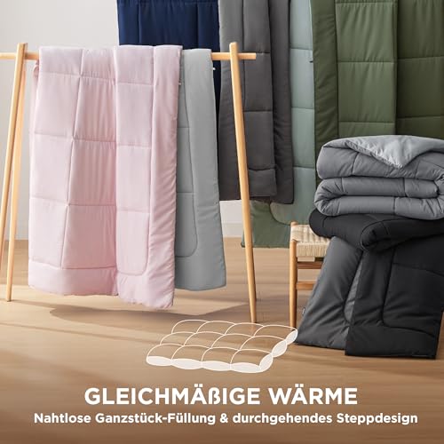 BEDSURE Bettdecke 200x200 Ganzjahresdecke Steppdecke - Bettdecke Ohne Bezug 200x200cm 300GSM - 4 Jahreszeiten Bettdecken Wende Grau/Hellgrau, Weiche Warm Duvet Schlafdecke für Allergiker 4