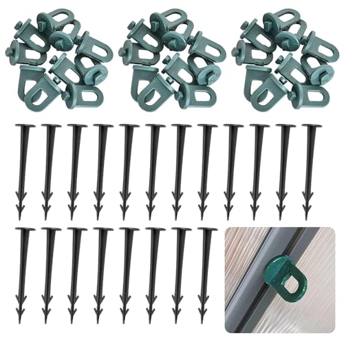 Set di 50 clip per serra con punte di ancoraggio, clip di fissaggio in plastica per serre, accessori per serre, fili di fissaggio per serre, fissaggio di reti isolanti per piante sospese (colore: