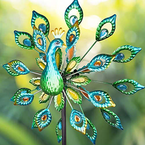 Peafowl Wind Spinners Outdoor Kinetic Wind Spinner Metal Wind Catcher Large Windmills Spinner Wind Sculpture Flower Wind Spinners Ornaments For Outdoor Yard Patio Lawn Garden Decorations #TOP1