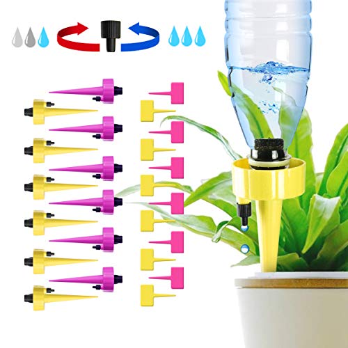 getbear Self Watering Spikes, Adjustable Plant Watering, Automatic Drip Irrigation Plant Waterer with Slow Release Control Valve Switch, Self Irrigation Watering Drip Devices Suitable for All Bottle
