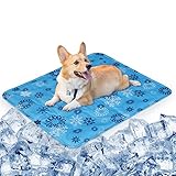 Vamcheer Alfombra Refrescante para Perro - Alfombra de enfriamiento para Mascotas, Cool Pet Mat,Cama Gat Frio Animales Colchon Mascotas para Verano,Mediano/Grande/XL Azul Claro 50x60