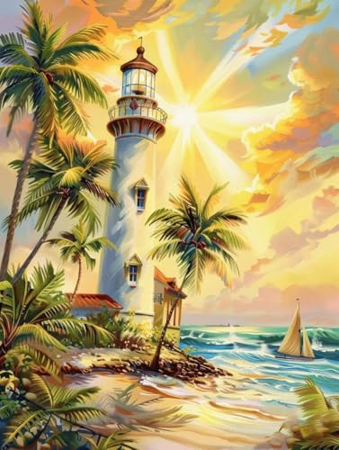 Diamond Art cristal haut de gamme motif phare broderie diamant grand format 90x120cm G0-107