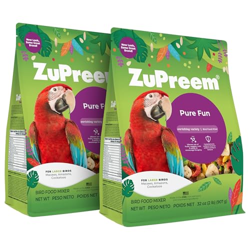 ZuPreem Pure Fun Bird Food for Large Birds, 2 lb (Pack of 2) - Variety Blend of Fruit, FruitBlend Pellets, Vegetables, Nuts for Amazons, Macaws, Cockatoos